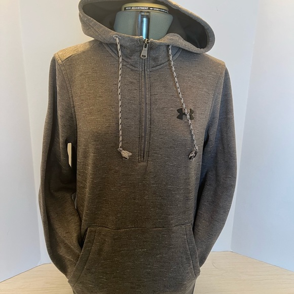 Under Armour 3/4 zip Coldgear Hoodie Gray With White And Black Specks Sz S. - Picture 4 of 9